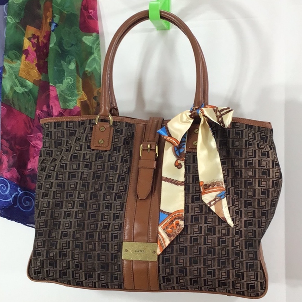 Vtg L.A.M.B. Large fabric/leather tote bag